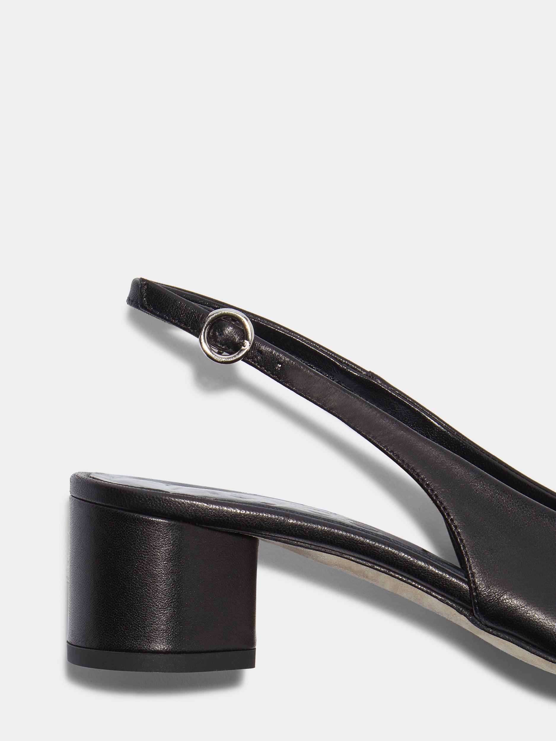 Aeyde | Romy Leather Pumps Leather  for Women | Black Nappa | Round Toe | Mid Heel | Heel Details