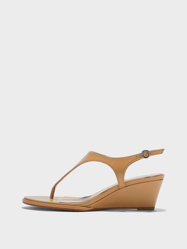 Aeyde | Roose Leather Heeled Sandals for Women | Hazelnut Nappa | Round Toe | Mid Heel | Side View