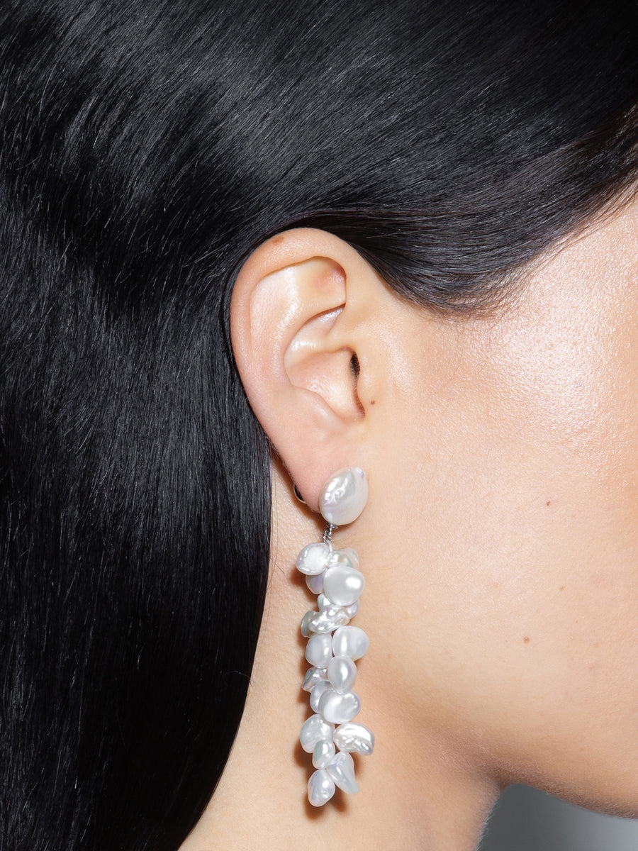 Rudi Pearl and Palladium-Plated Drop Earrings