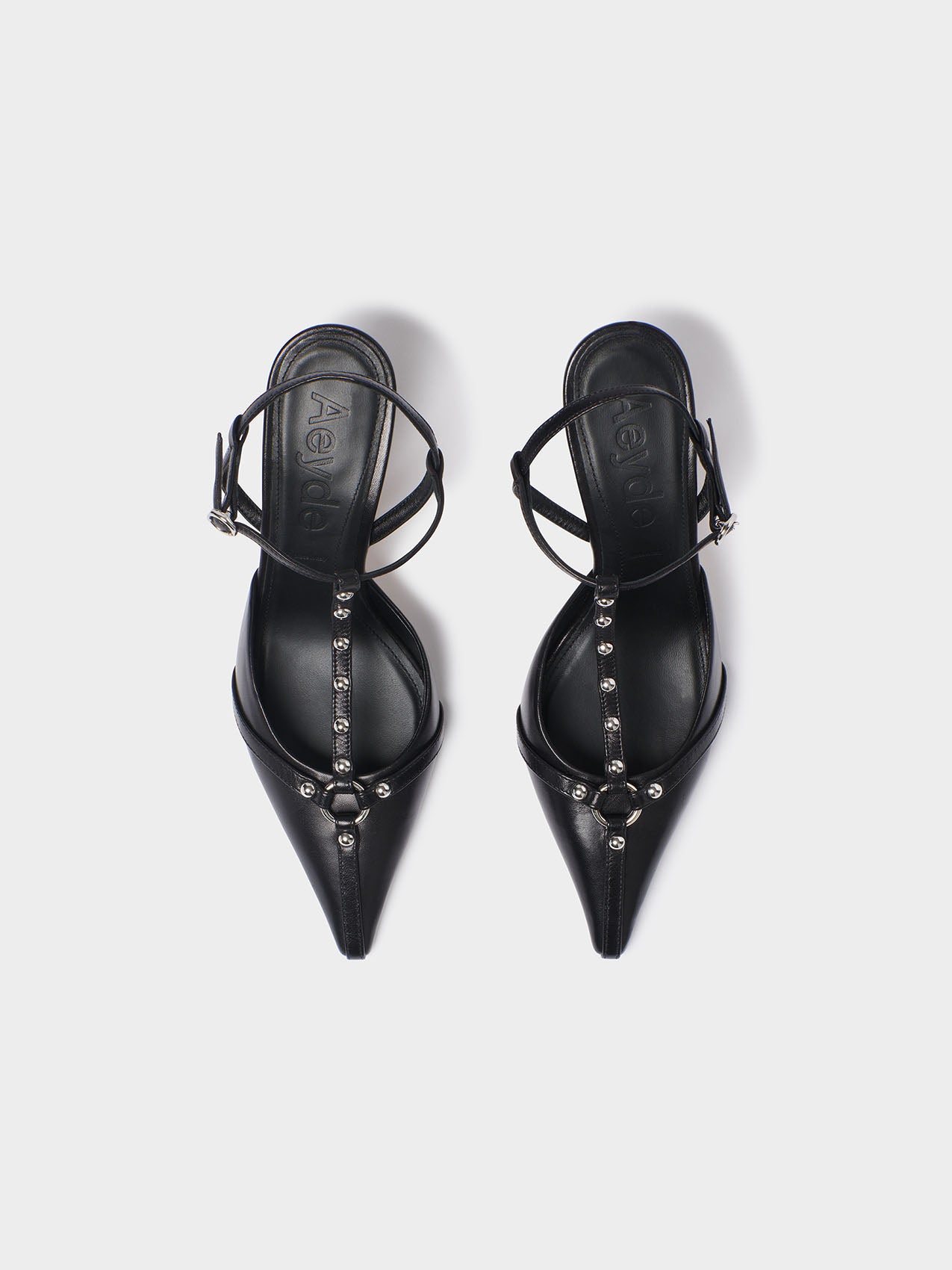 Aeyde | Saskia Leather Pumps for Women | Black Nappa | Square Toe | High Heel | Luxury Materials | Handmade in Italy