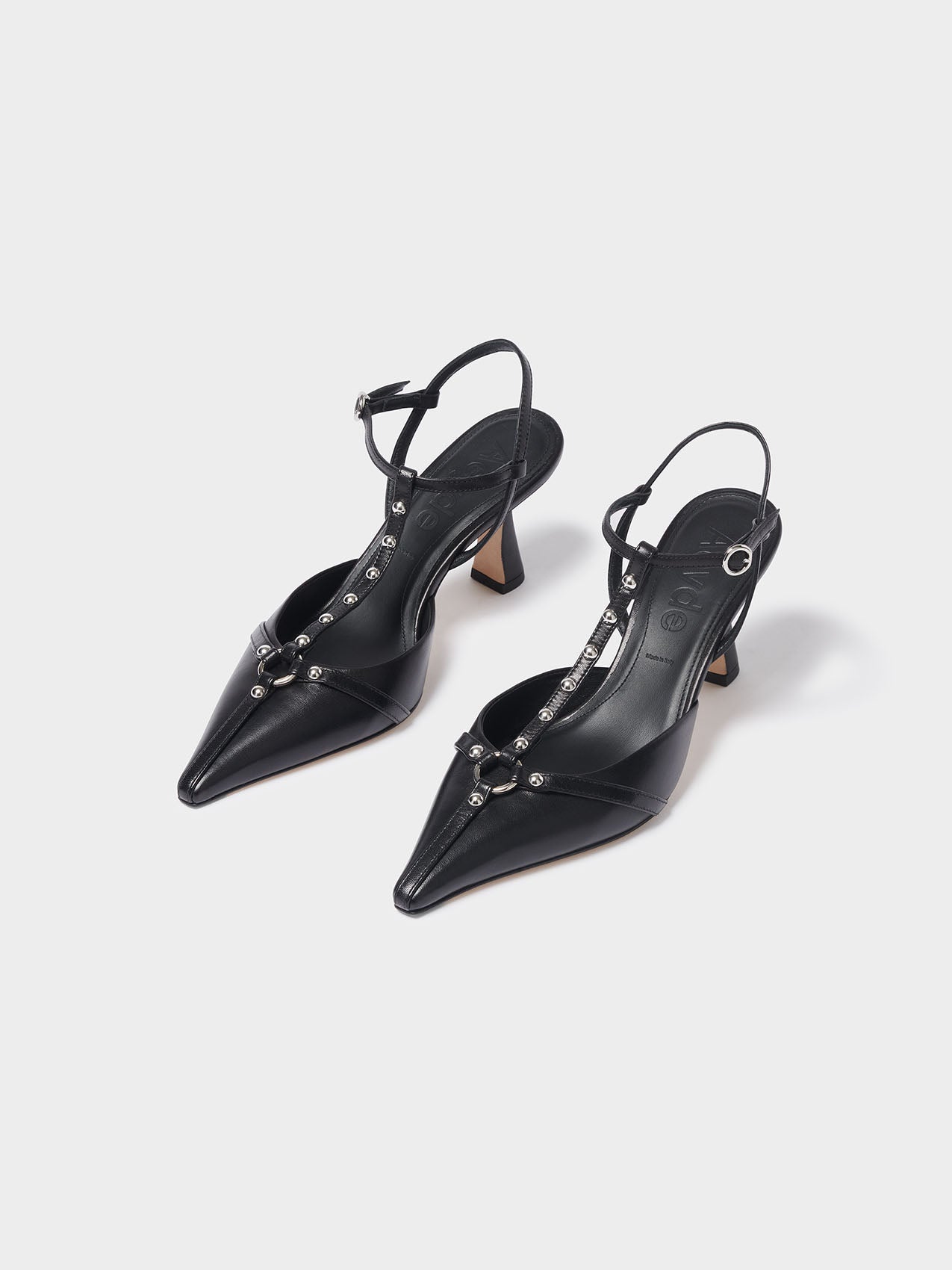 Aeyde | Saskia Leather Pumps for Women | Black Nappa | Square Toe | High Heel | On Feet