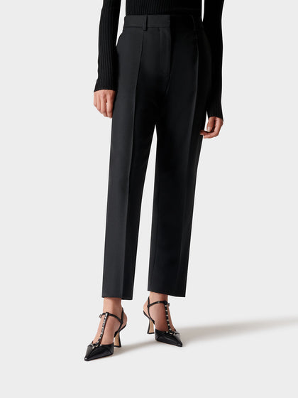 Aeyde | Saskia Leather Pumps for Women | Black Nappa | Square Toe | High Heel | Front View