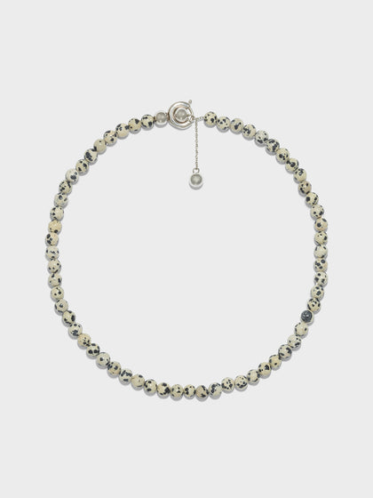 Aeyde | Saylor Diaspro Dalmata and Palladium-Plated Necklace for Women | Luxury Materials | Handmade in Italy