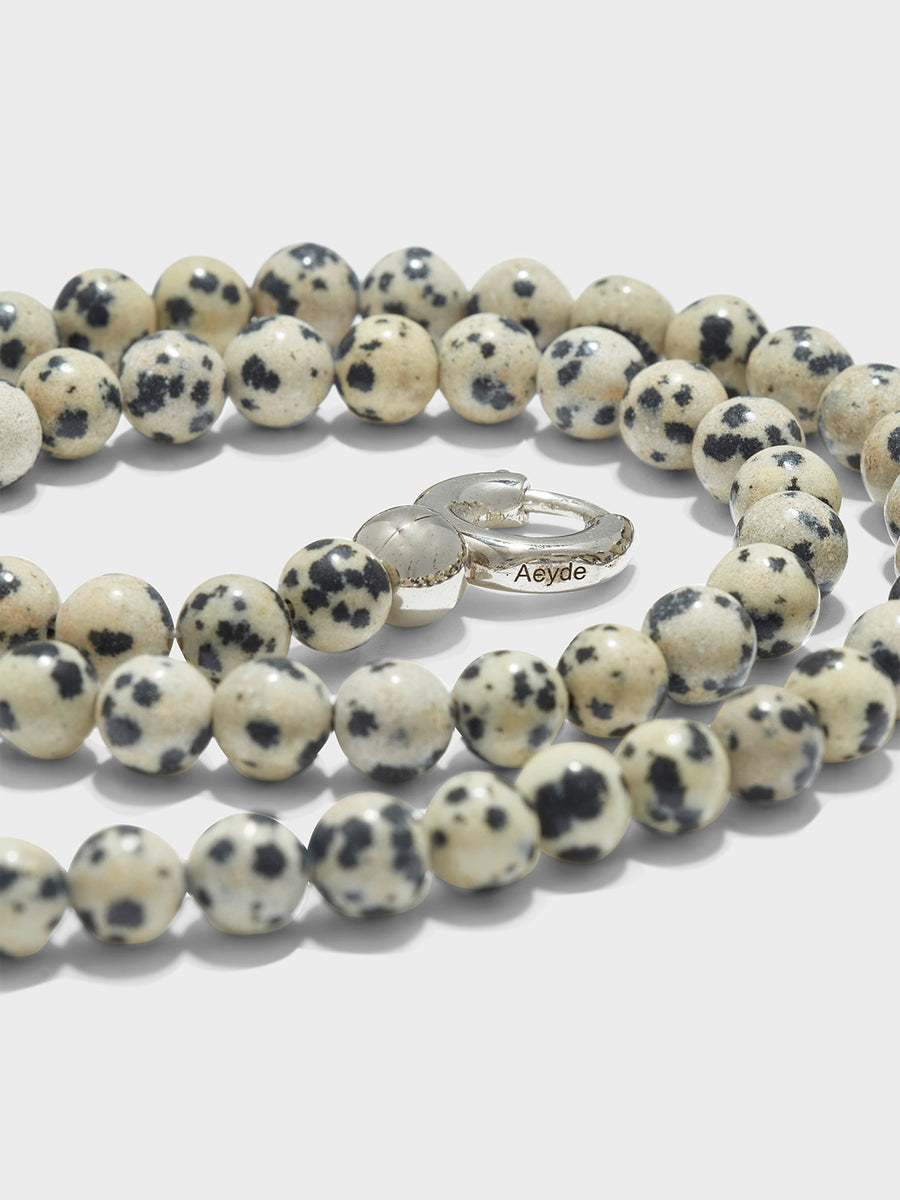 Aeyde | Saylor Diaspro Dalmata and Palladium-Plated Necklace for Women | Luxury Materials | Handmade in Italy | Material Details