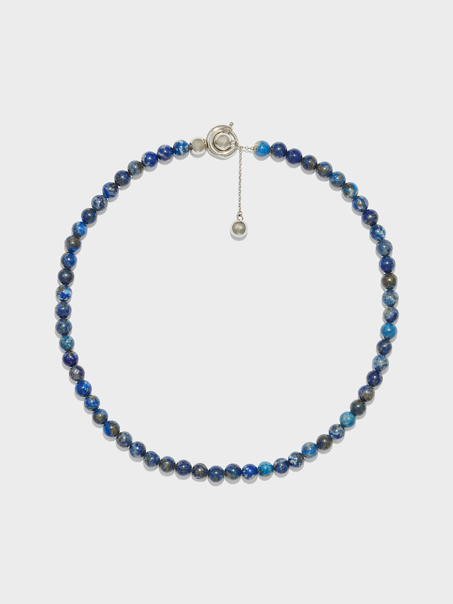 Aeyde | Saylor Lapis and Palladium-Plated Necklace for Women | Luxury Materials | Handmade in Italy | How to Style