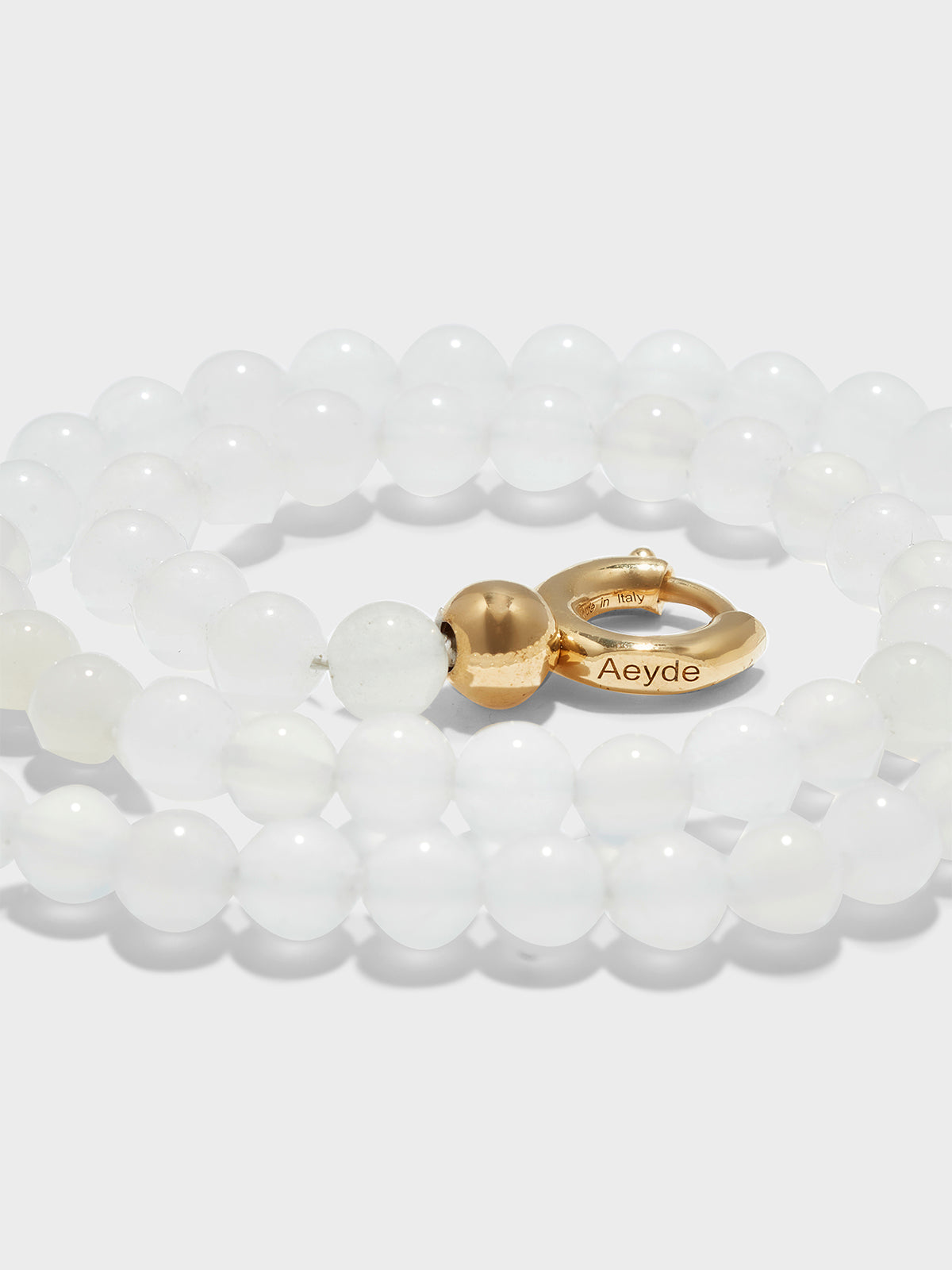 Aeyde | Saylor White Jade and 18kt Gold-Plated Necklace for Women | Luxury Materials | Handmade in Italy | Material Details