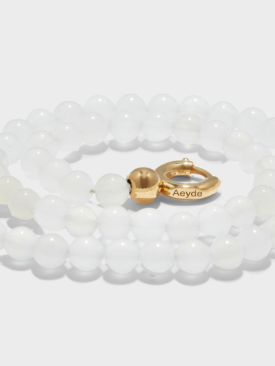 Aeyde | Saylor White Jade and 18kt Gold-Plated Necklace for Women | Luxury Materials | Handmade in Italy | Material Details