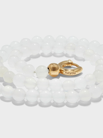 Aeyde | Saylor White Jade and 18kt Gold-Plated Necklace for Women | Luxury Materials | Handmade in Italy | Material Details