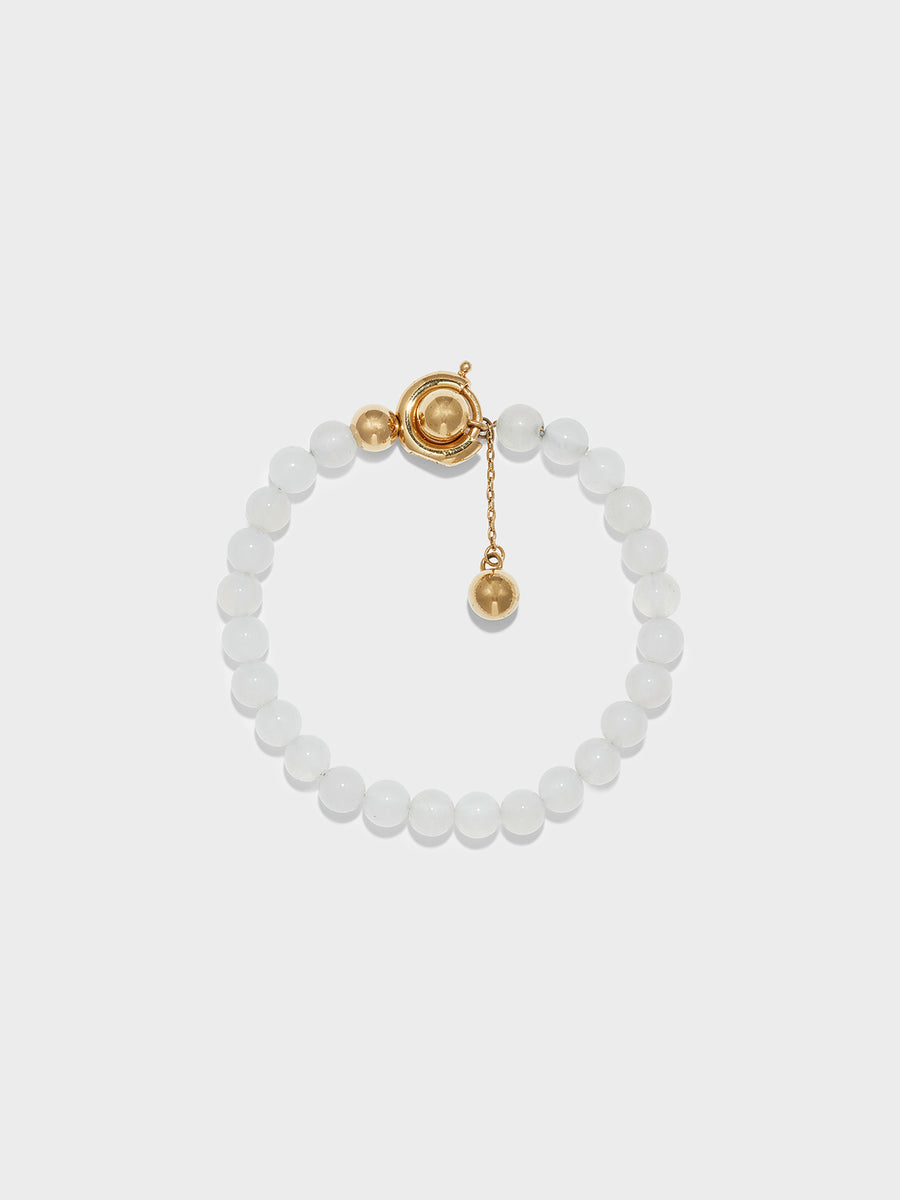 Aeyde | Seth White Jade and 18kt Gold-Plated Bracelet for Women | Luxury Materials | Handmade in Italy