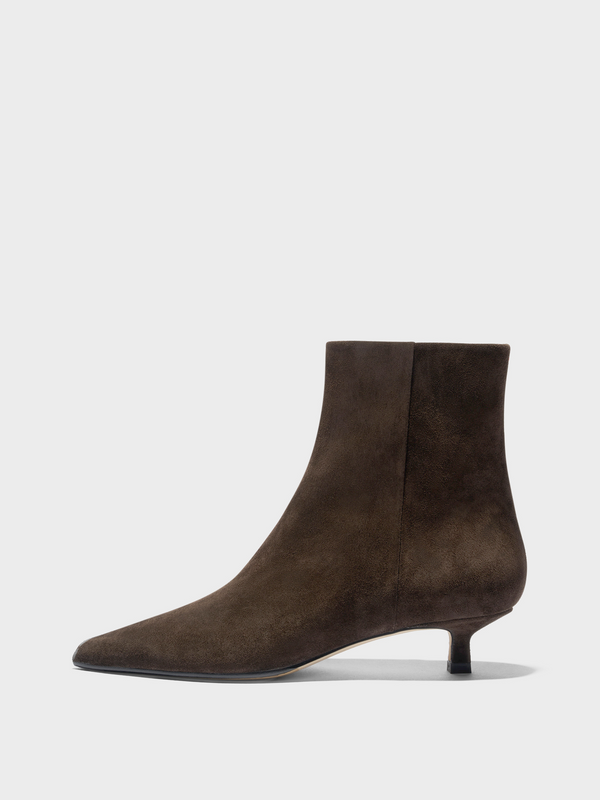 Aeyde | Sofie Suede Ankle Boots Leather Ankle Boots for Women | Moka Suede | Pointed Toe | Low Heel | Side View