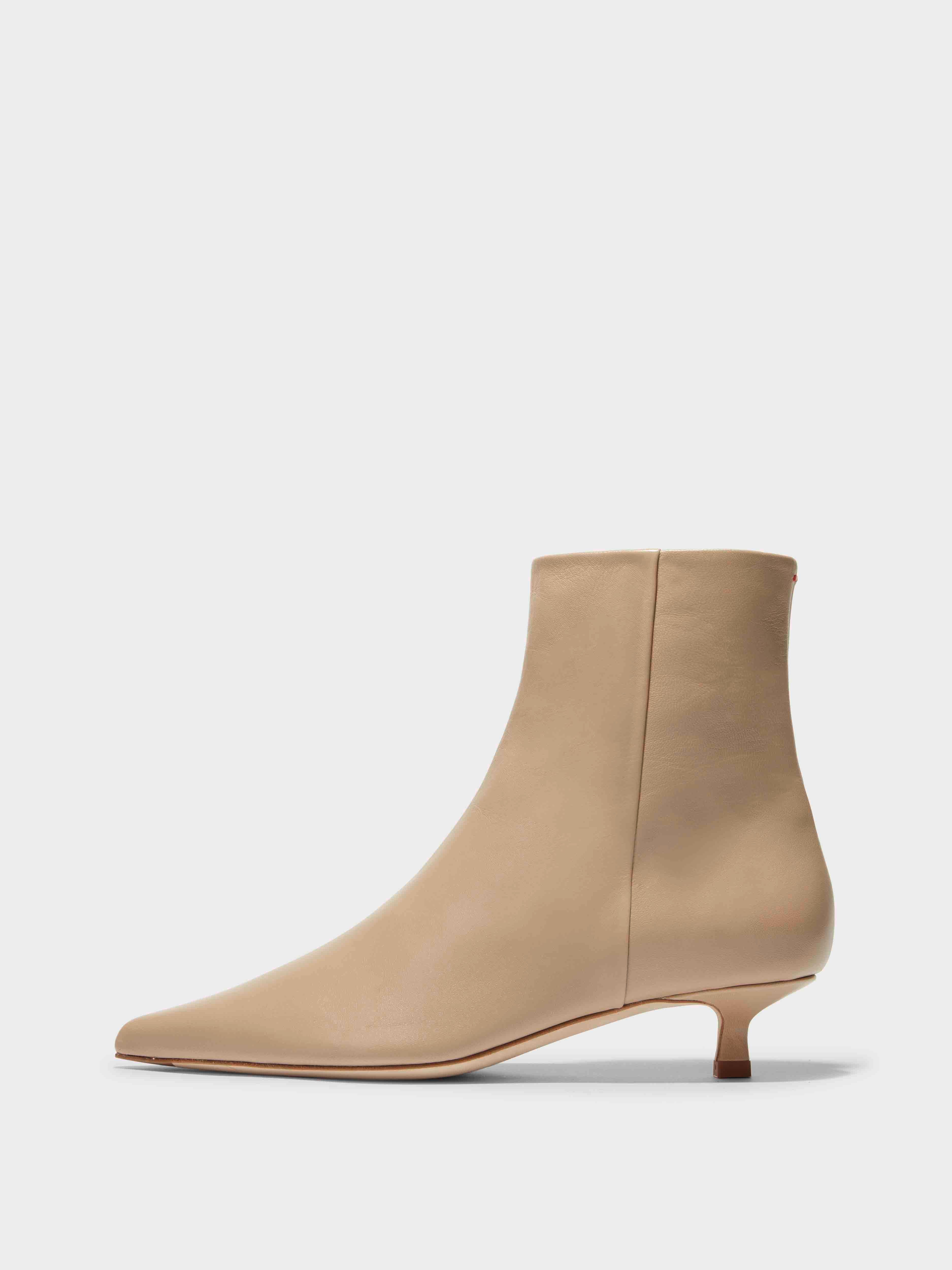Aeyde | Sofie Leather Ankle Boots Leather Ankle Boots for Women | Latte Nappa | Pointed Toe | Low Heel | Side View