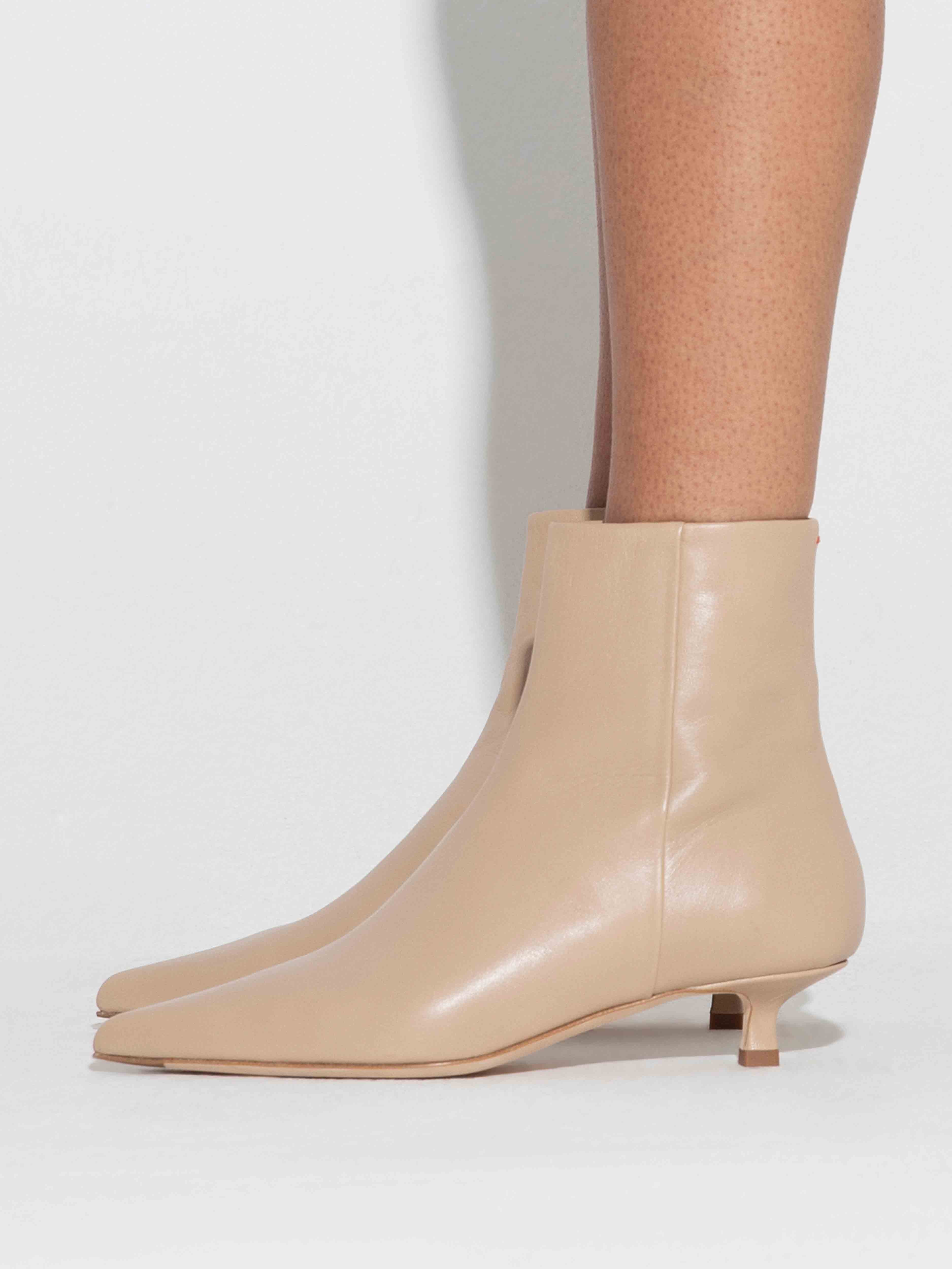Aeyde | Sofie Leather Ankle Boots Leather Ankle Boots for Women | Latte Nappa | Pointed Toe | Low Heel | How to Style