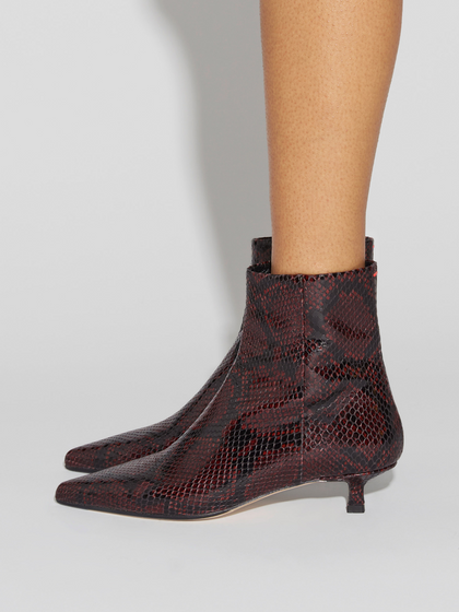 Aeyde | Sofie Leather Ankle Boots Leather Ankle Boots for Women | Port Snake | Pointed Toe | Low Heel | How to Style