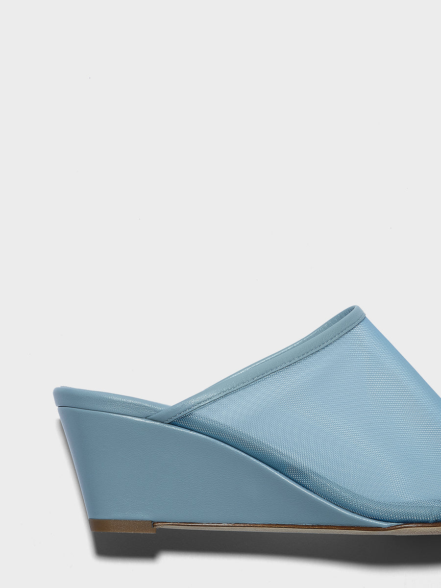 Aeyde | Suzanne Leather Heeled Sandals for Women | Glass Mesh/Nappa | Round Toe | Mid Heel | Heel Details