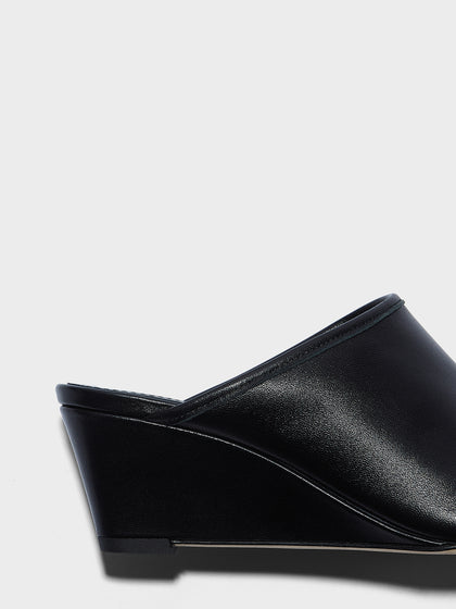 Aeyde | Suzanne Leather Heeled Sandals for Women | Black Nappa | Round Toe | Mid Heel | Heel Details