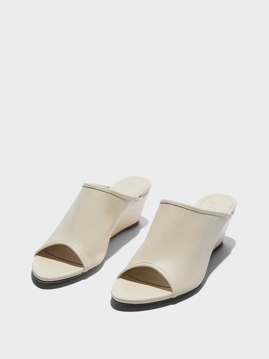Aeyde | Suzanne Leather Heeled Sandals for Women | Creamy Nappa | Round Toe | Mid Heel | Luxury Materials | Handmade in Italy