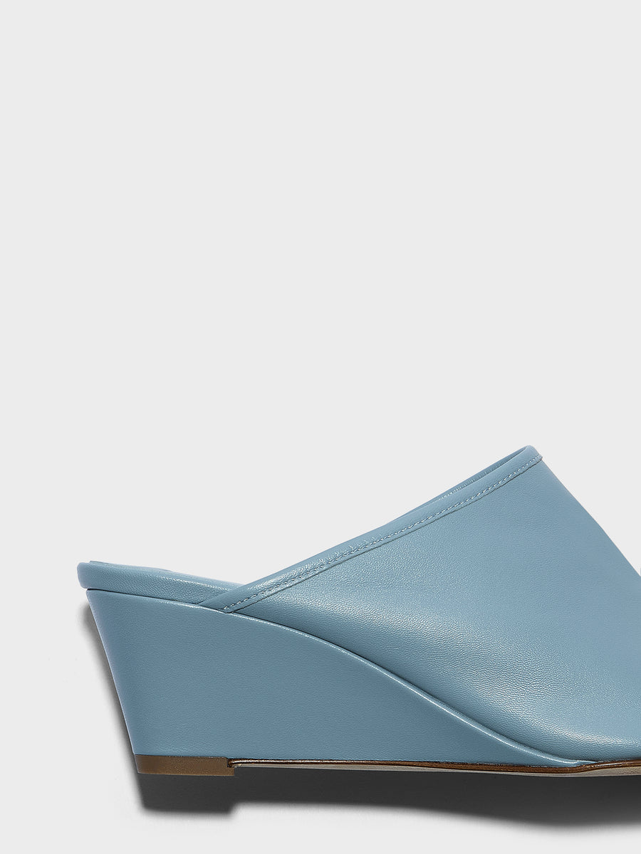 Aeyde | Suzanne Leather Heeled Sandals for Women | Glass Nappa | Round Toe | Mid Heel | Heel Details