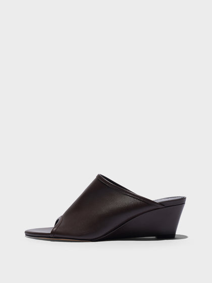 Aeyde | Suzanne Leather Heeled Sandals for Women | Moka Nappa | Round Toe | Mid Heel | Side View