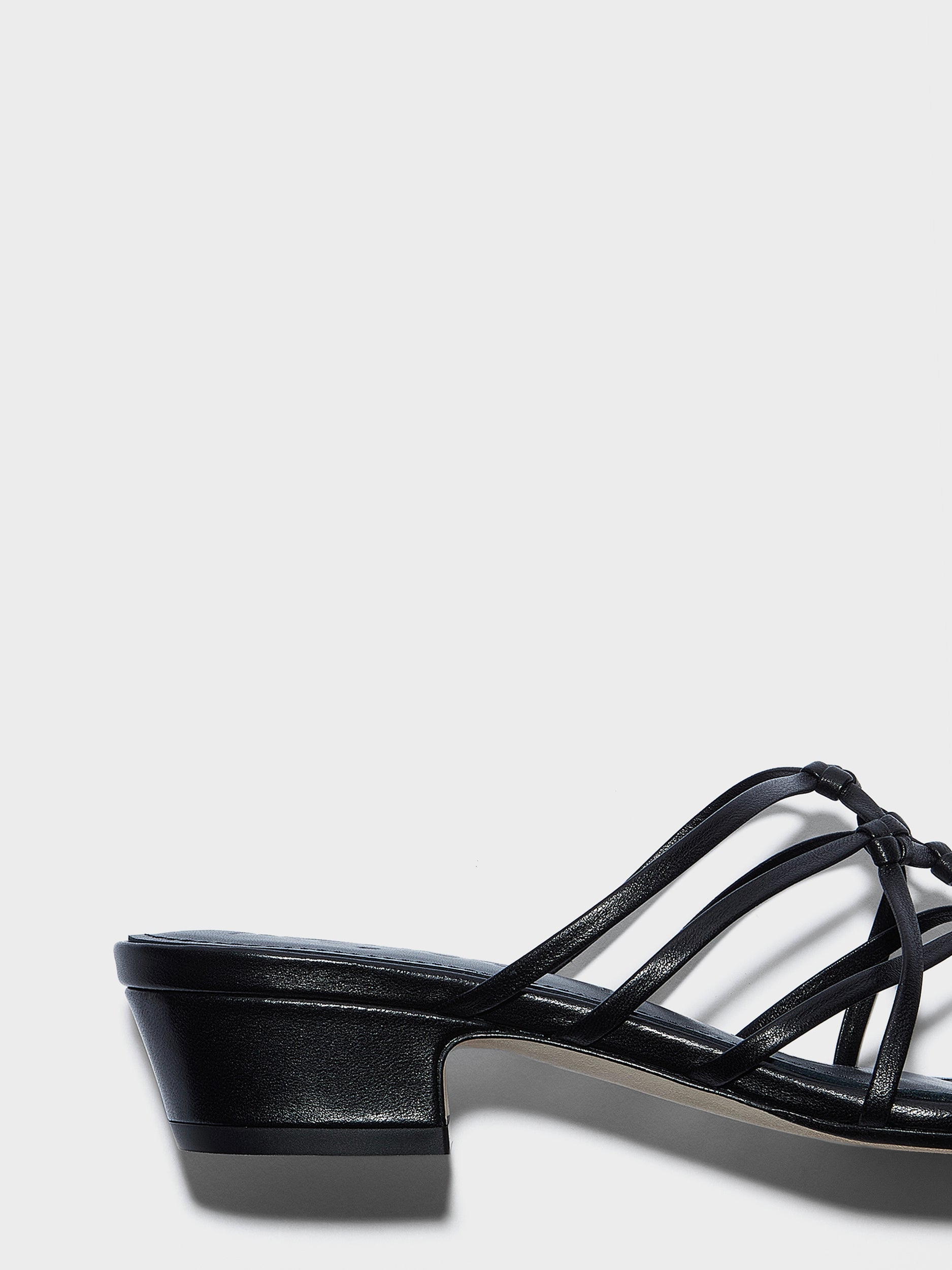 Aeyde | Talha Leather Heeled Sandals for Women | Black Nappa | Square Toe | Low Heel | Heel Details