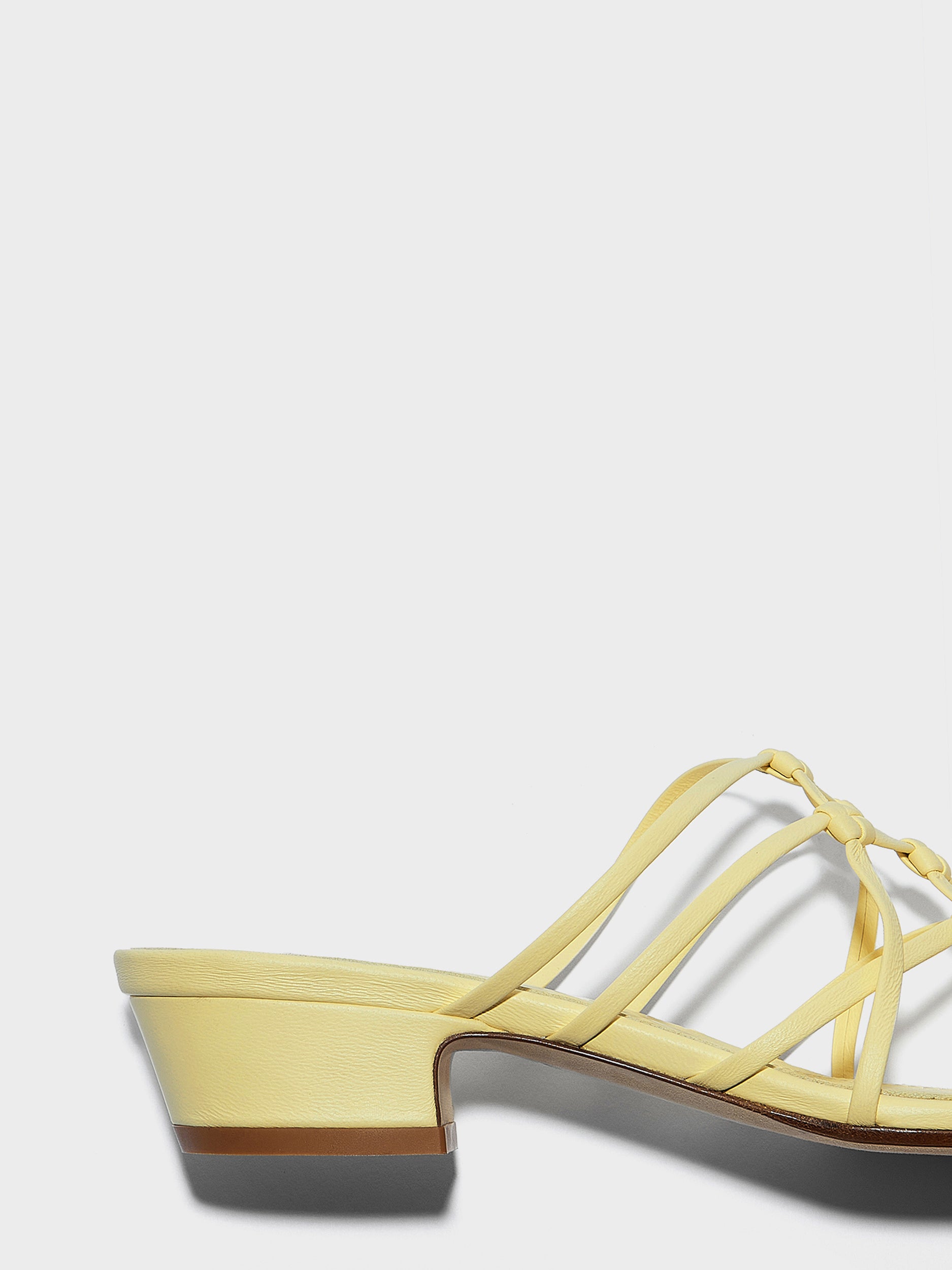 Aeyde | Talha Leather Heeled Sandals for Women | Lemon Nappa | Square Toe | Low Heel | Heel Details