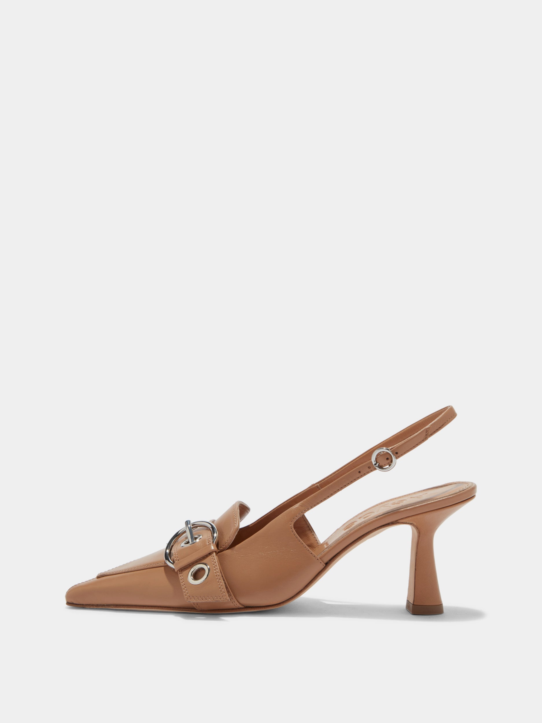 Aeyde | Tara Leather Slingback Pumps Leather Pumps for Women | Hazelnut Nappa | Pointed Toe | High Heel | Side View