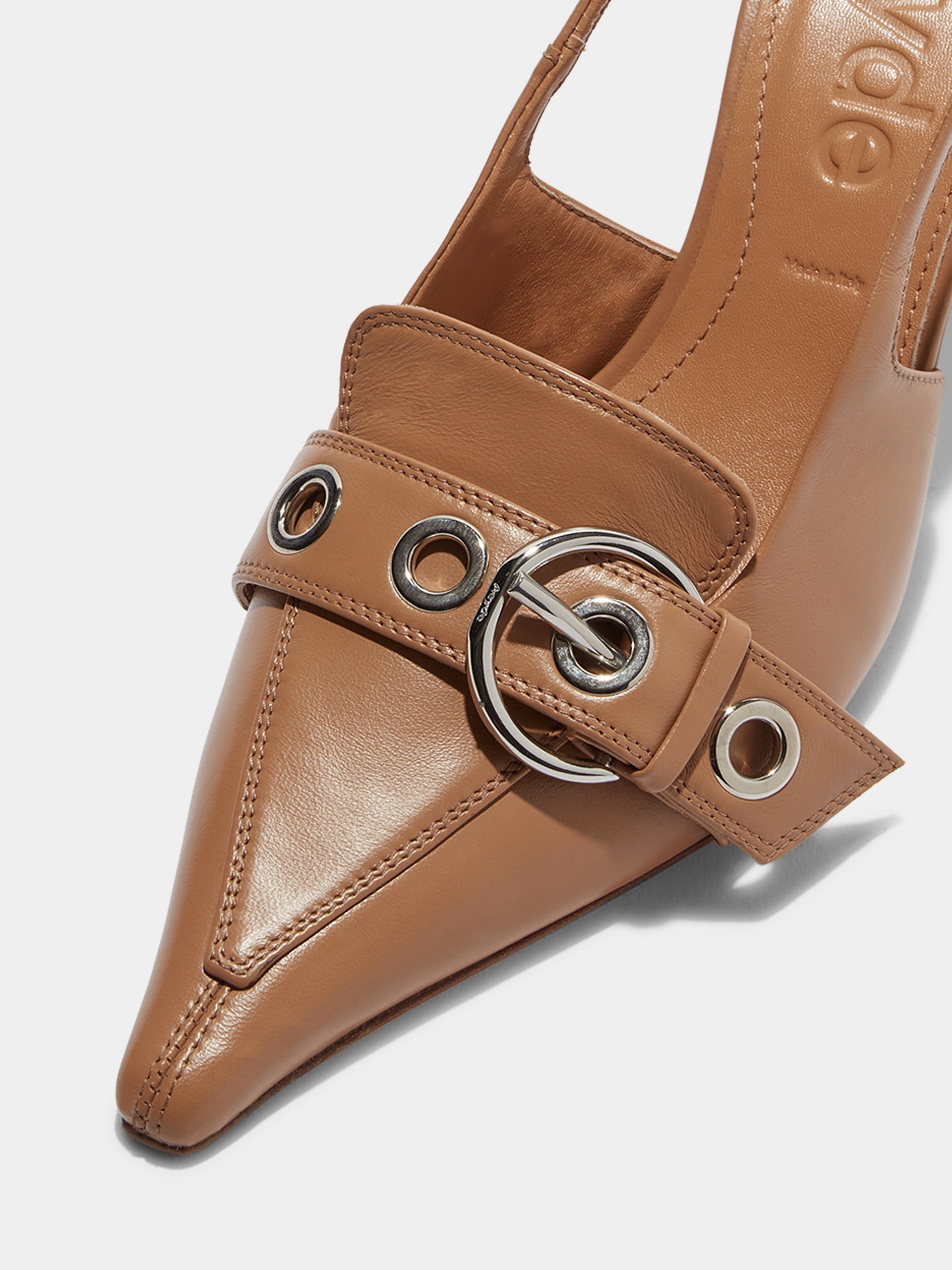 Aeyde | Tara Leather Slingback Pumps Leather Pumps for Women | Hazelnut Nappa | Pointed Toe | High Heel | Luxury Materials | Handmade in Italy
