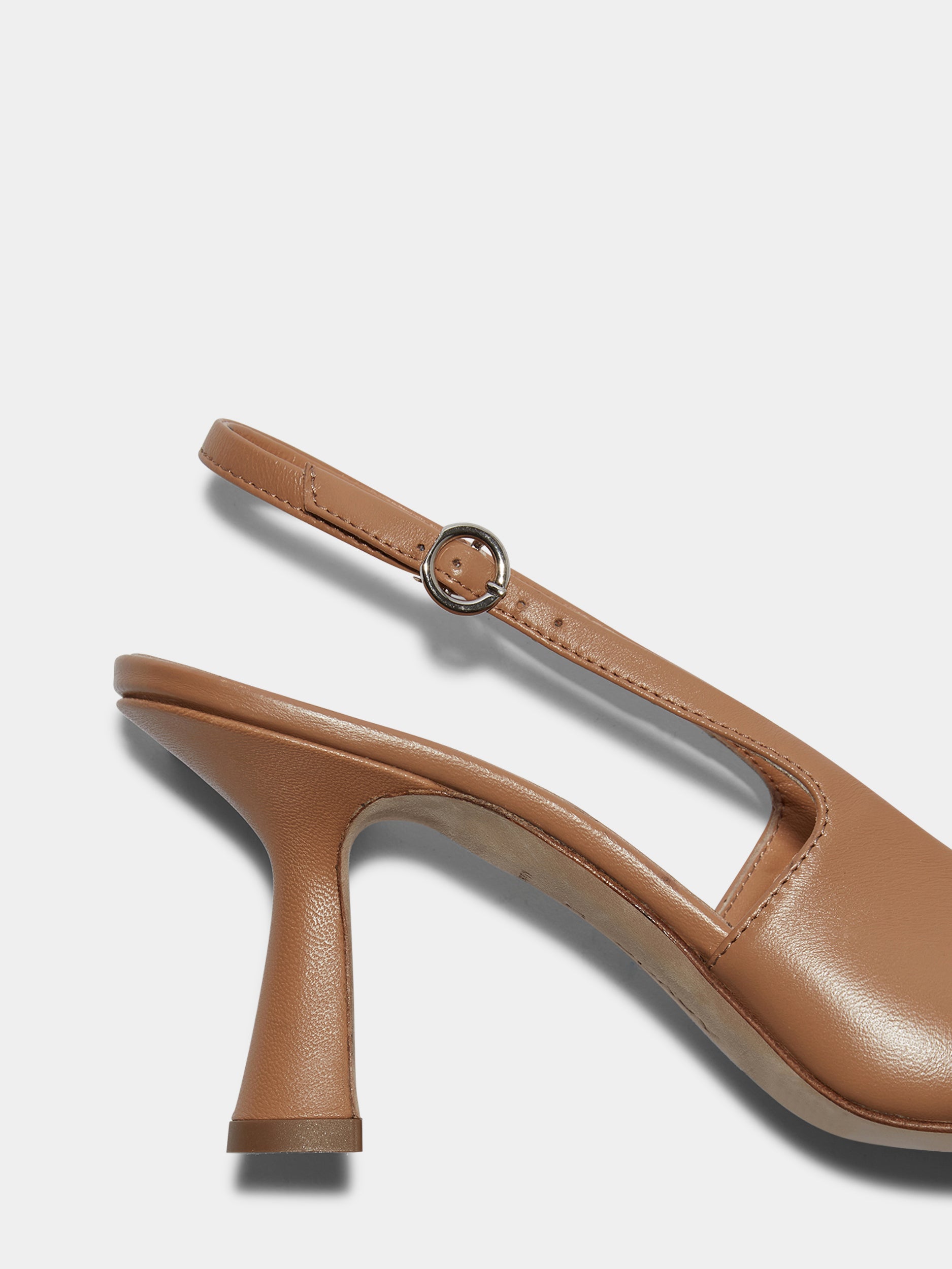 Aeyde | Tara Leather Slingback Pumps Leather Pumps for Women | Hazelnut Nappa | Pointed Toe | High Heel | Heel Details