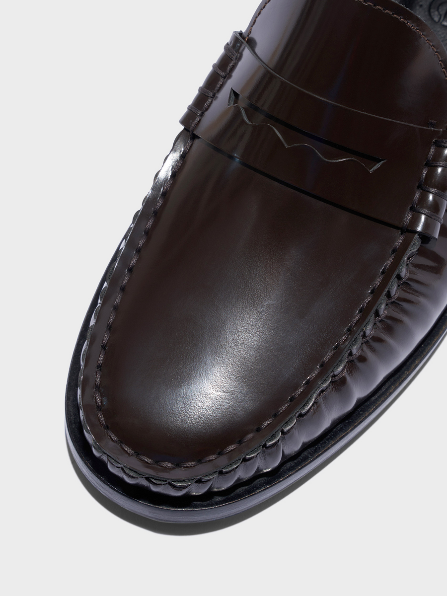 Aeyde | Terry Polido Leather Loafers Leather Flats for Women | Moka Polido | Round Toe | Low Heel | Heel Details