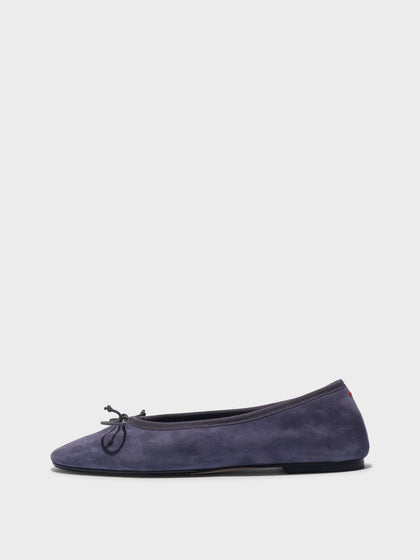 Aeyde | Tiby Suede Ballet Flats Leather Flats for Women | Dusty Purple Suede | Round Toe | Flat Heel | Side View