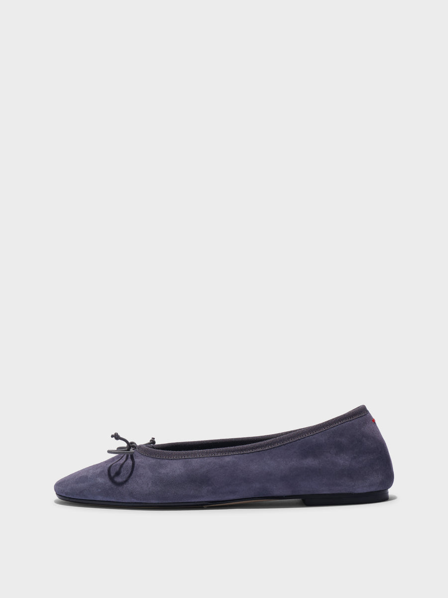 Aeyde | Tiby Suede Ballet Flats Leather Flats for Women | Moss Suede | Round Toe | Flat Heel | Side View