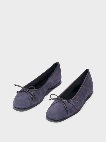 Aeyde | Tiby Suede Ballet Flats Leather Flats for Women | Dusty Purple Suede | Round Toe | Flat Heel | Luxury Materials | Handmade in Italy