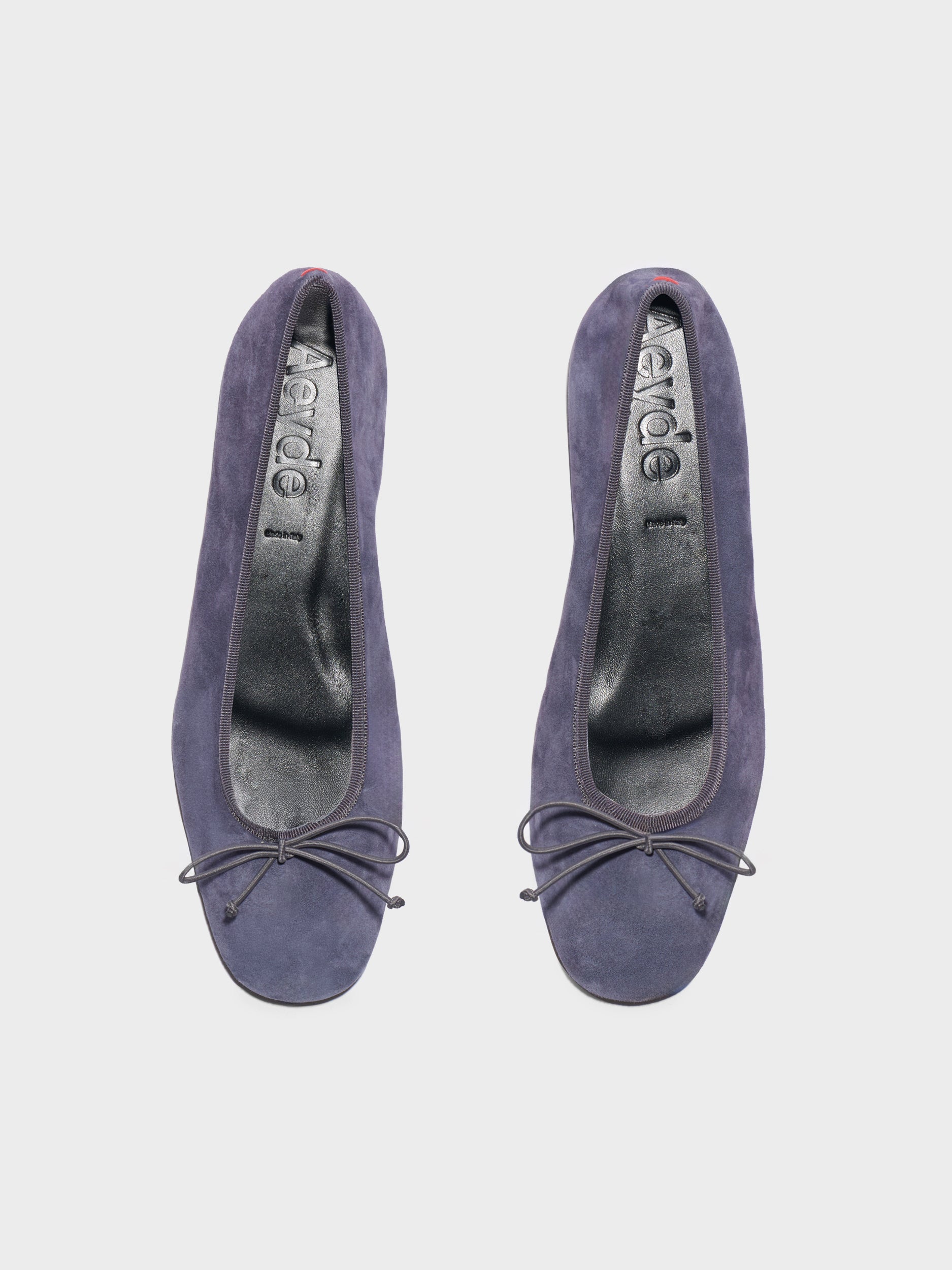 Aeyde | Tiby Suede Ballet Flats Leather Flats for Women | Dusty Purple Suede | Round Toe | Flat Heel | Front View