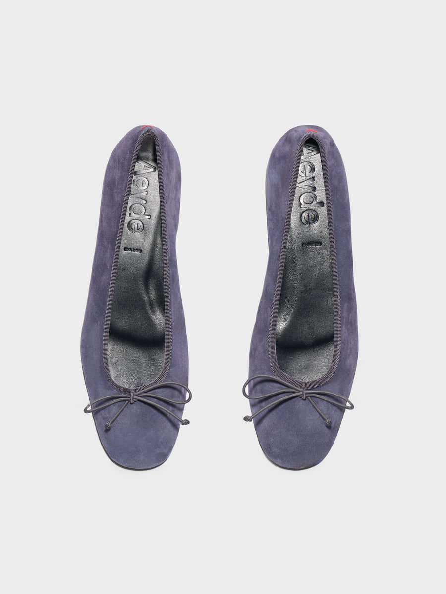 Aeyde | Tiby Suede Ballet Flats Leather Flats for Women | Moss Suede | Round Toe | Flat Heel | Front View