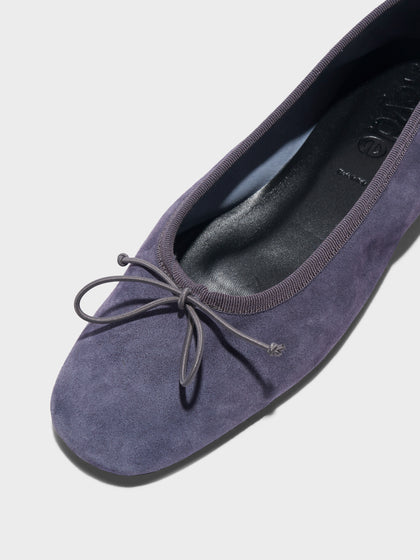 Aeyde | Tiby Suede Ballet Flats Leather Flats for Women | Dusty Purple Suede | Round Toe | Flat Heel | Heel Details