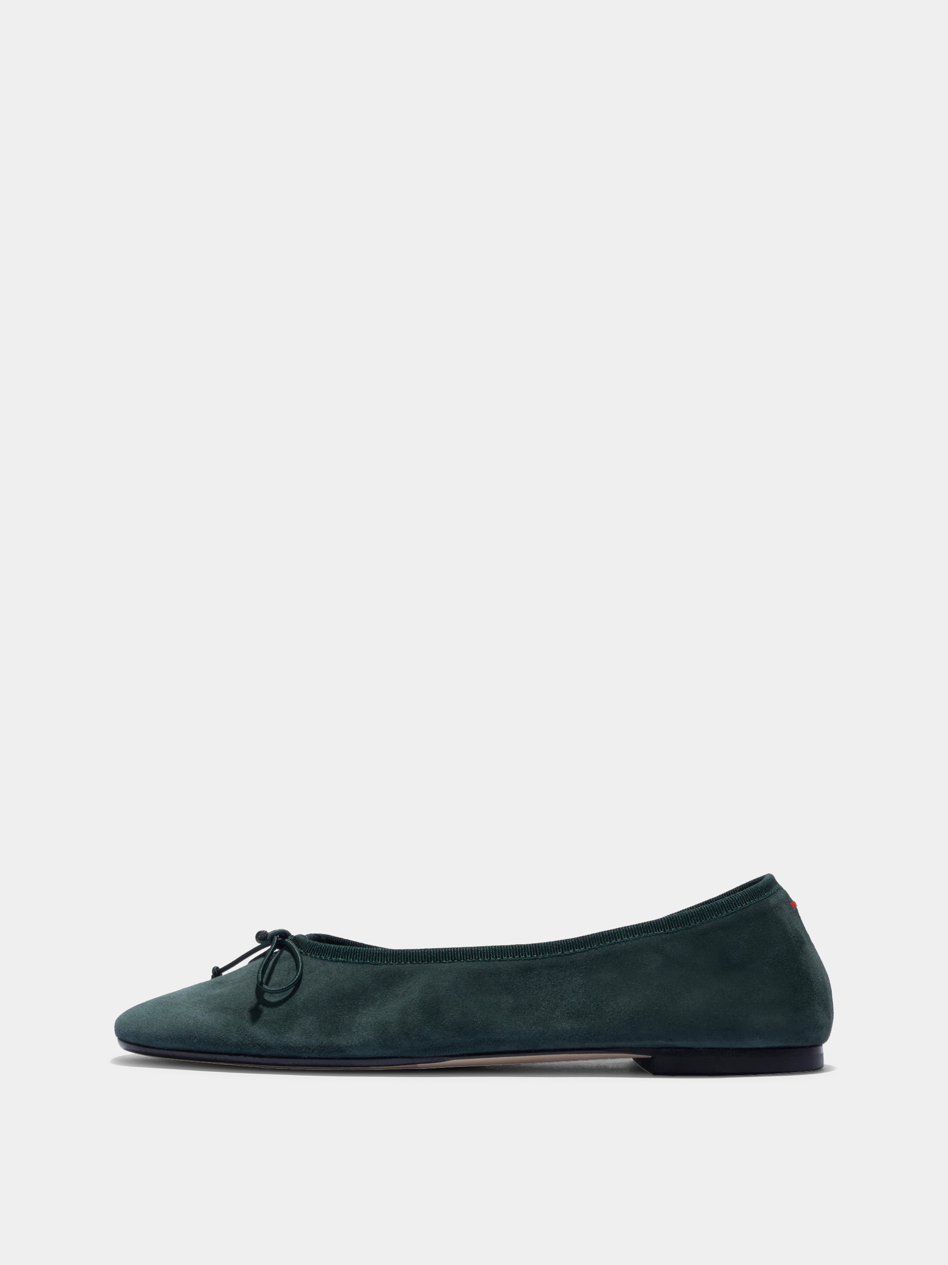 Aeyde | Tiby Suede Ballet Flats Leather Flats for Women | Moss Suede | Round Toe | Flat Heel | Side View