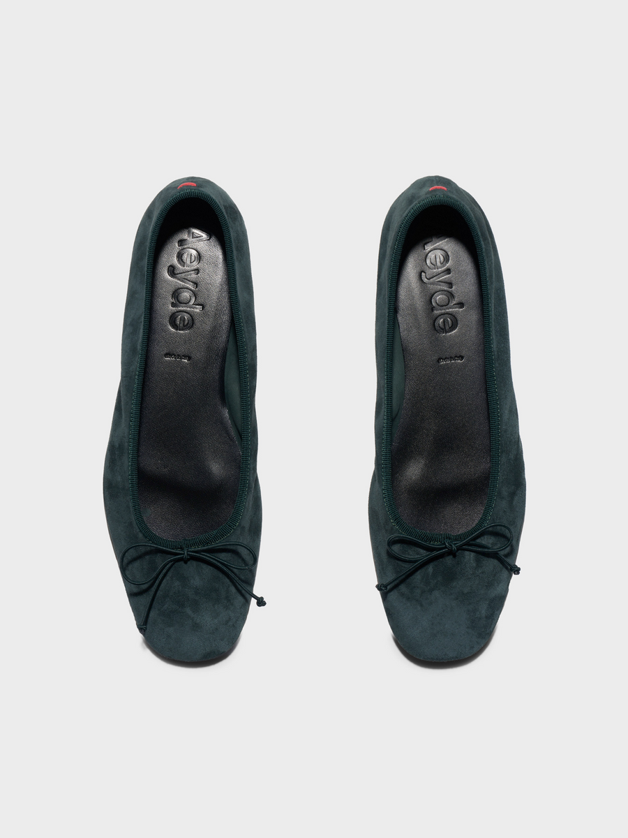 Aeyde | Tiby Suede Ballet Flats Leather Flats for Women | Dusty Purple Suede | Round Toe | Flat Heel | Front View