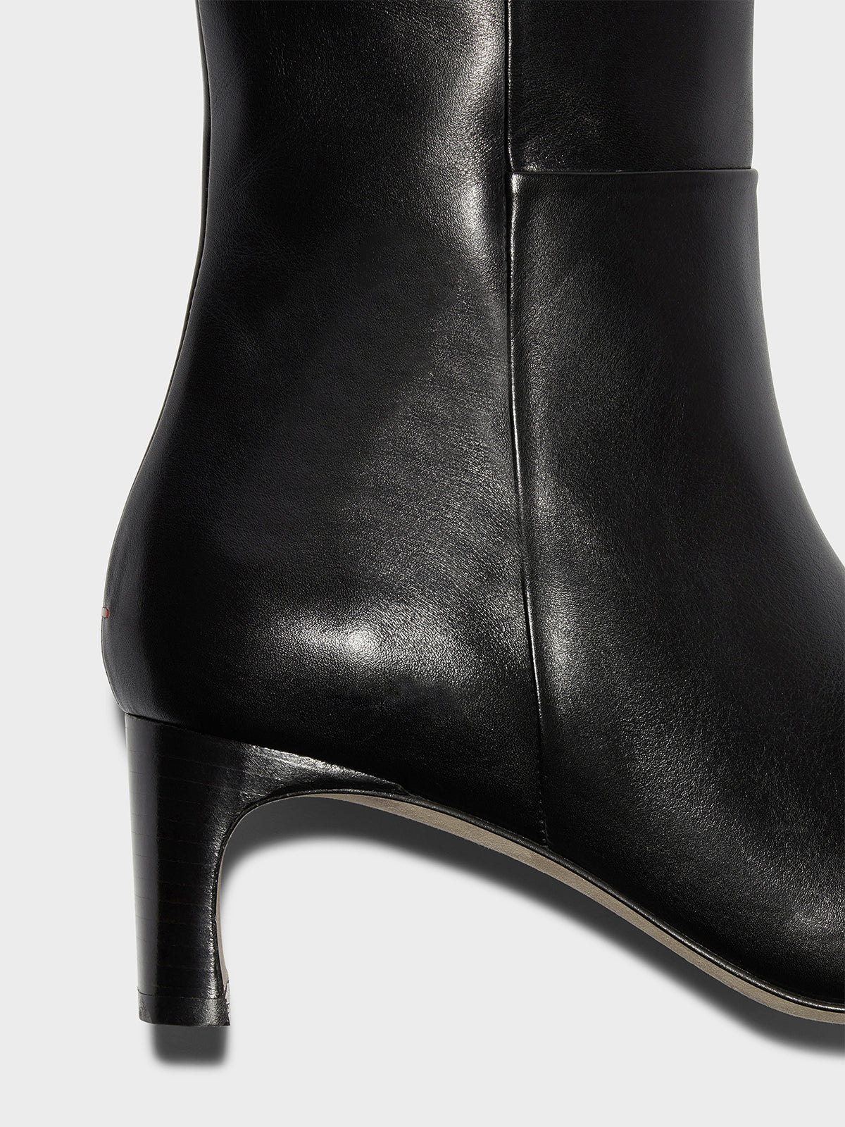 Aeyde | Torin Leather Knee-High Boots Leather Knee High Boots for Women | Black Calf | Square Toe | Mid Heel | Heel Details