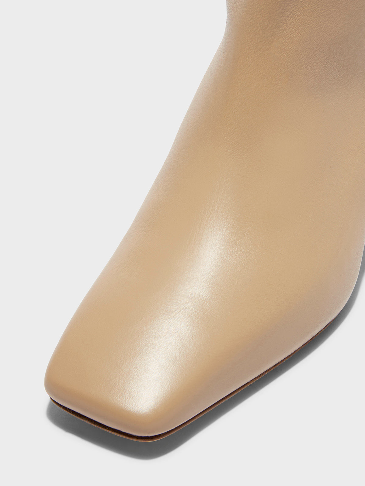 Aeyde | Torin Leather Knee-High Boots Leather Knee High Boots for Women | Latte Calf | Square Toe | Mid Heel | Luxury Materials | Handmade in Italy