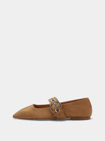 Uma Eyelet Grosgrain Mary-Janes Flats - Image 1