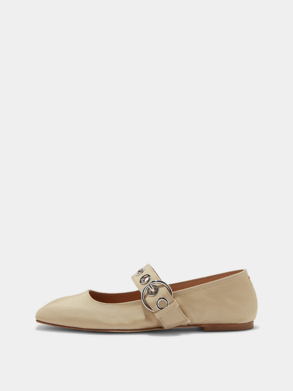 Uma Eyelet Grosgrain Mary-Jane Flats