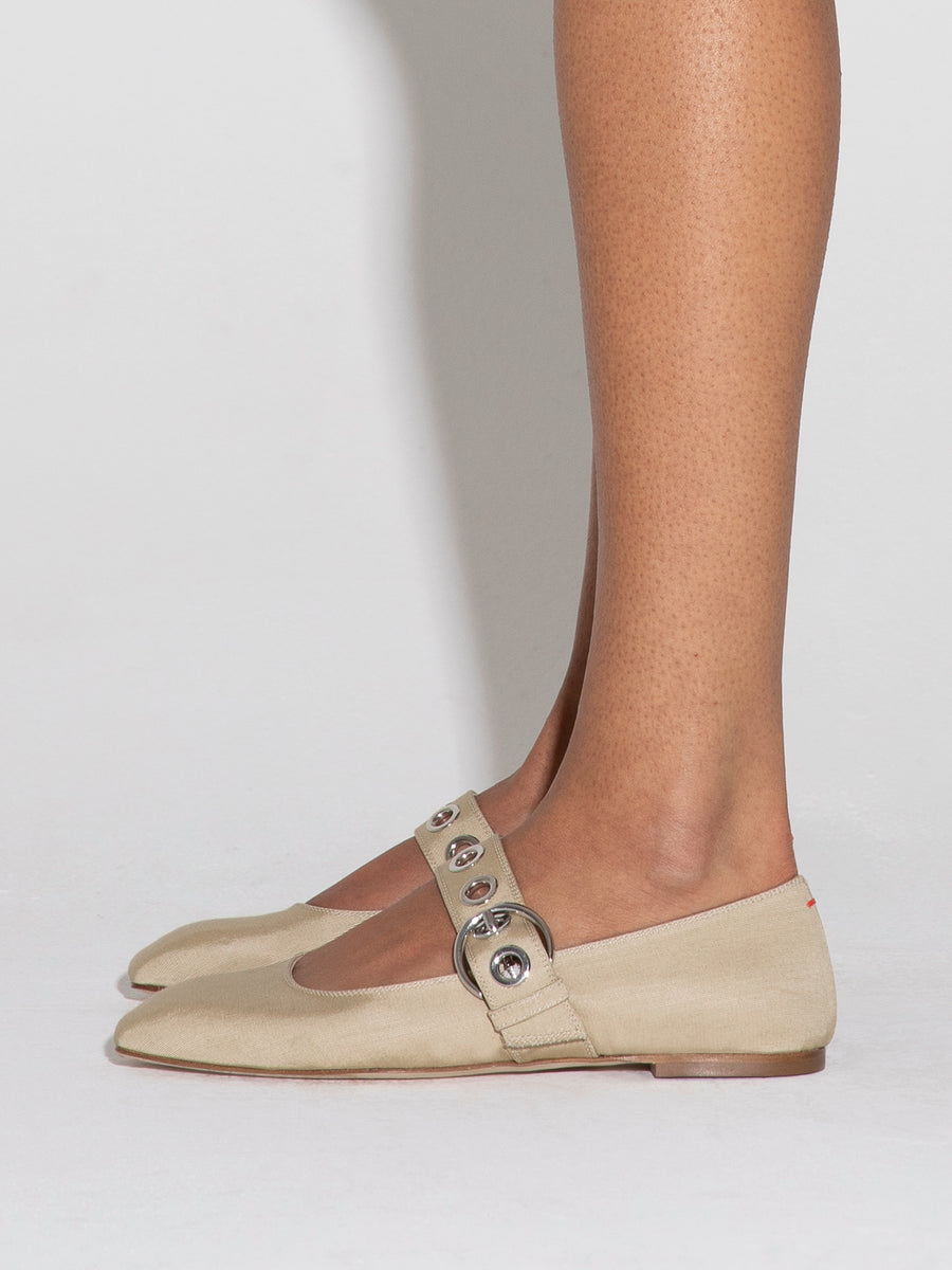 Uma Eyelet Grosgrain Mary-Jane Flats