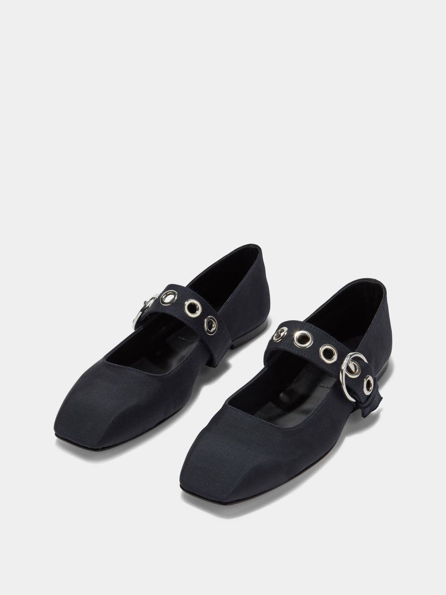 Uma Eyelet Grosgrain Mary-Jane Flats