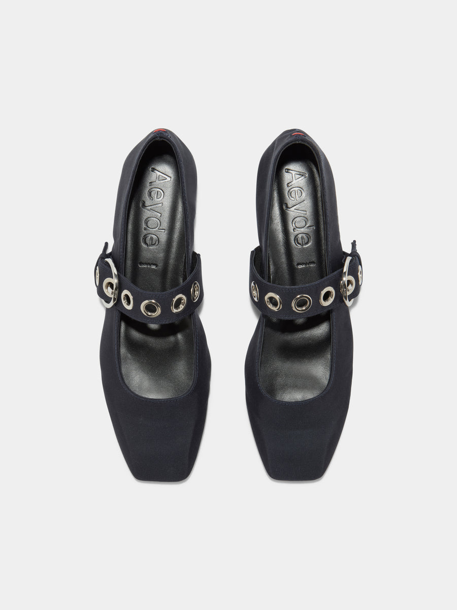 Uma Eyelet Grosgrain Mary-Jane Flats