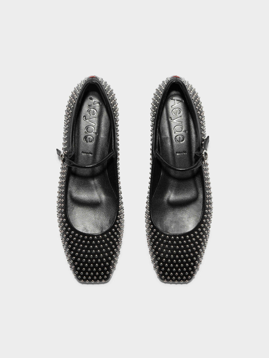 Uma Mini Stud Leather Mary-Jane Flats