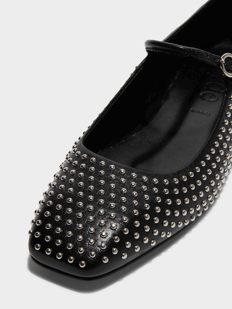 Uma Mini Stud Leather Mary-Jane Flats