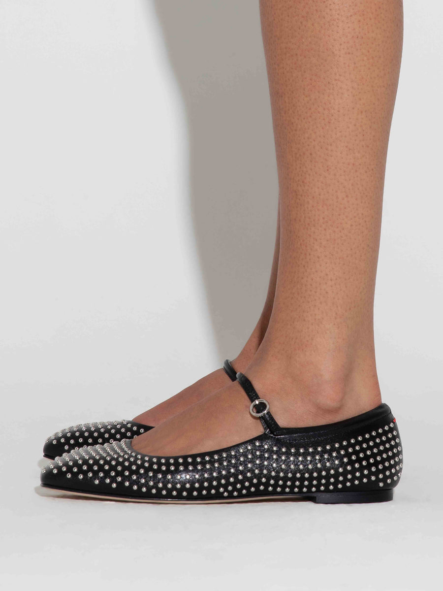 Uma Mini Stud Leather Mary-Jane Flats