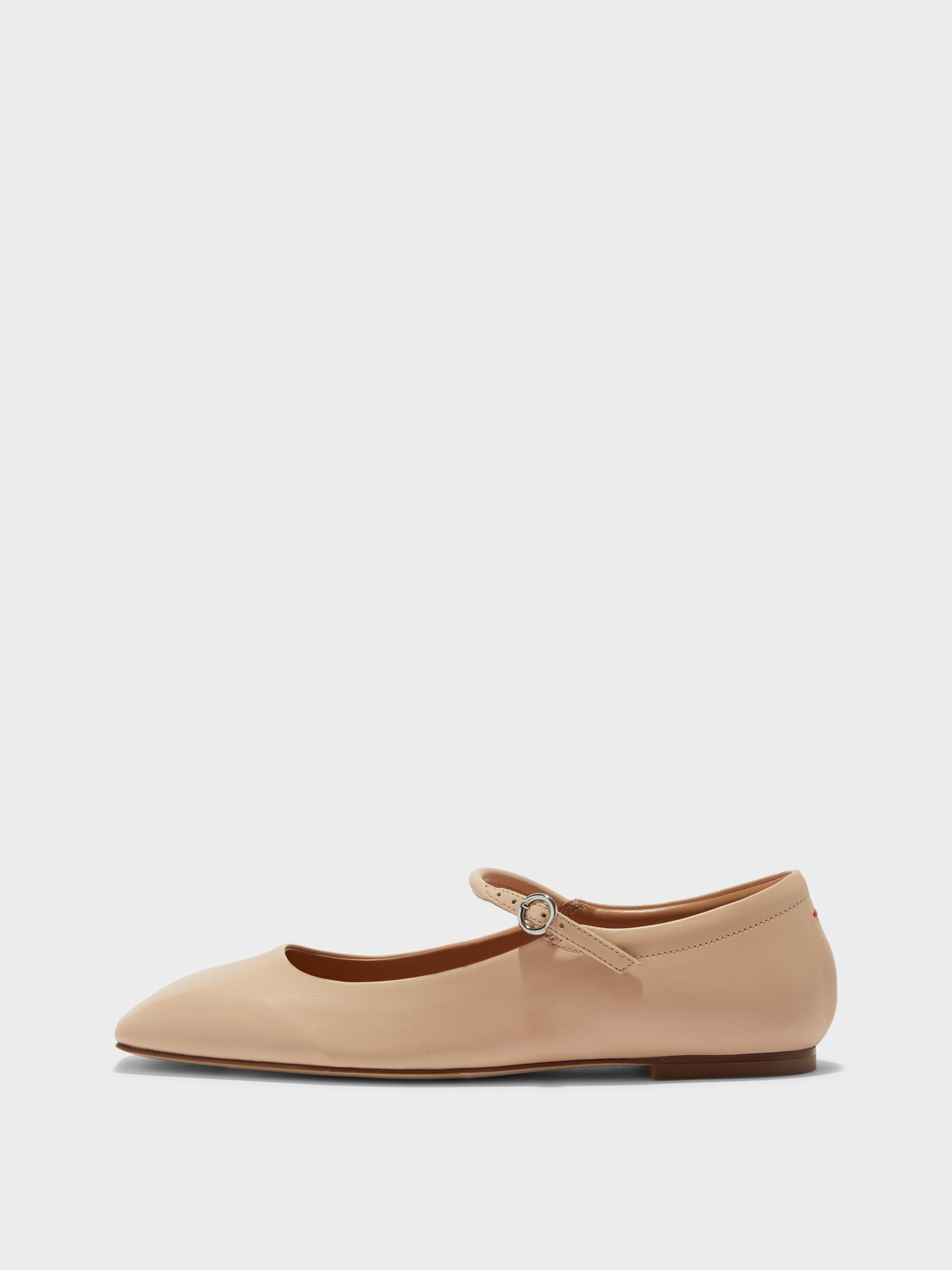 Aeyde | Uma Leather Flats for Women | Peach Nappa | Square Toe | Flat Heel | Side View