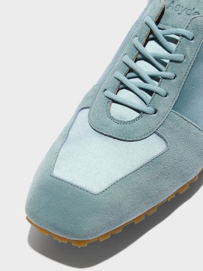 Aeyde | Uma Sneaker Leather Flats for Women | Glass Satin/Suede | Square Toe | Flat Heel | Heel Details