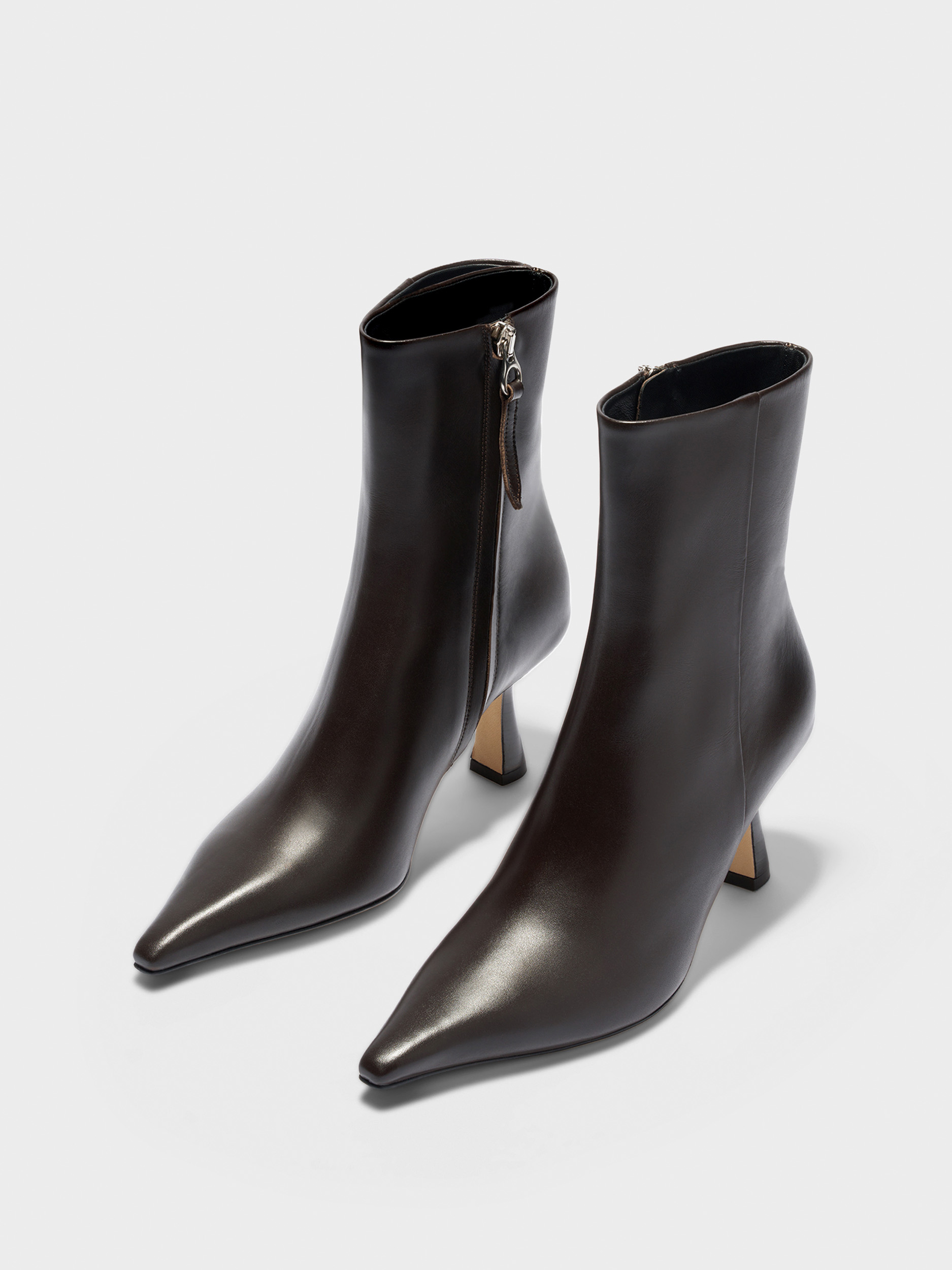 Aeyde | Vivi Leather Ankle Boots Leather Ankle Boots for Women | Moka Calf | Pointed Toe | High Heel | Luxury Materials | Handmade in Italy