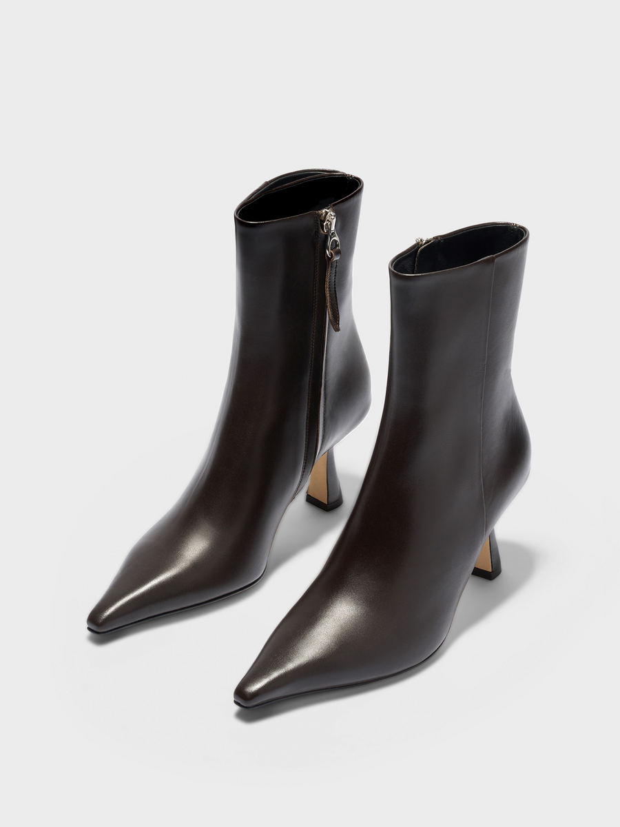 Aeyde | Vivi Leather Ankle Boots Leather Ankle Boots for Women | Moka Calf | Pointed Toe | High Heel | Luxury Materials | Handmade in Italy